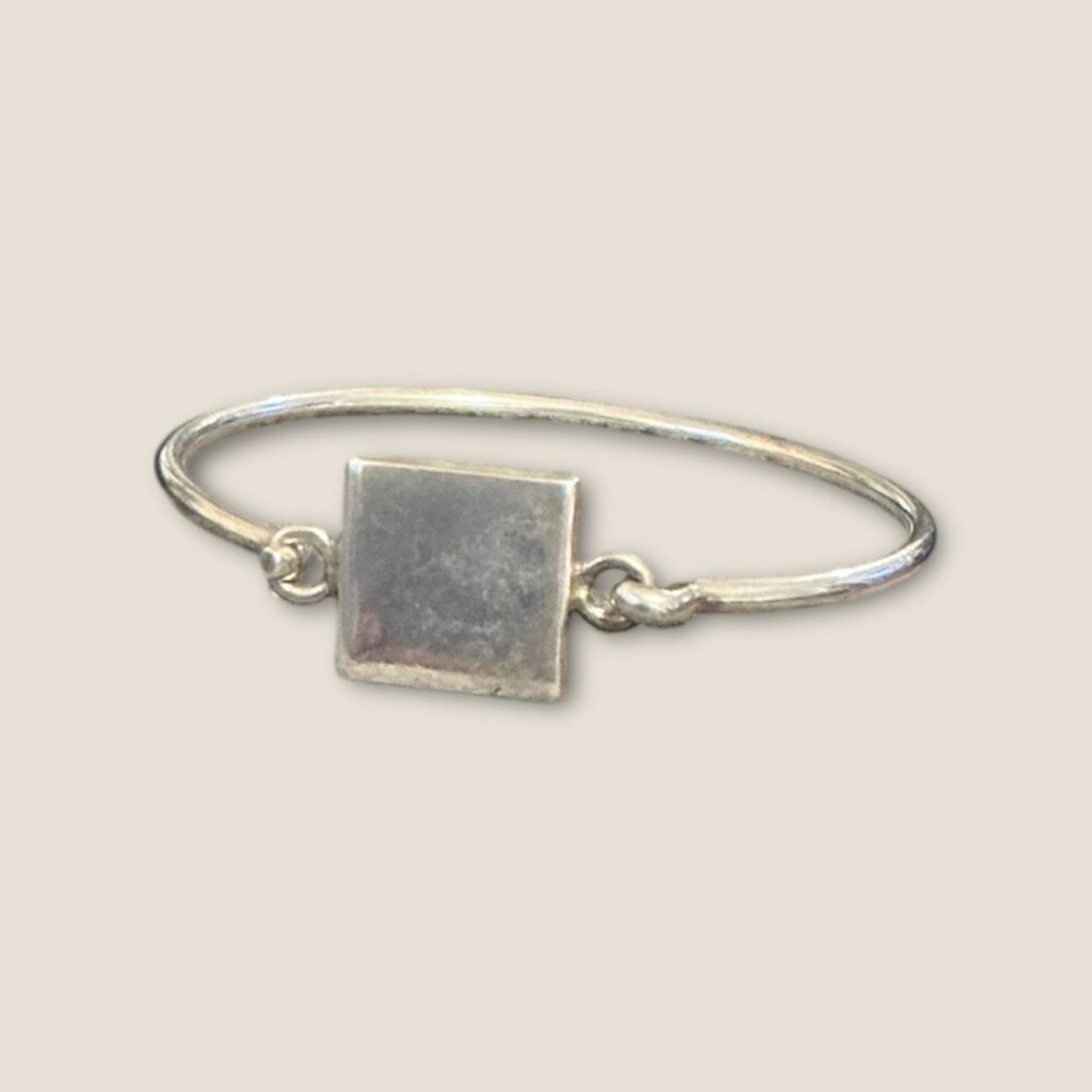 Engravable Sterling Silver Square Hinged Bangle B… - image 4